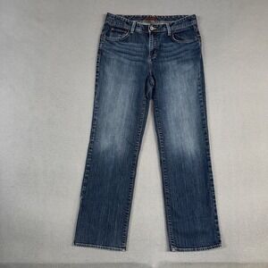 Eddie Bauer Jeans Womens 10 Blue Straight Shaped Fit Distressed Denim Cotton